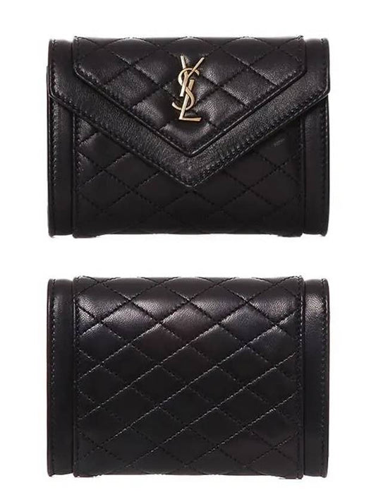 Gabi Envelope Quilting Small Lambskin Half Wallet Black - SAINT LAURENT - BALAAN 2