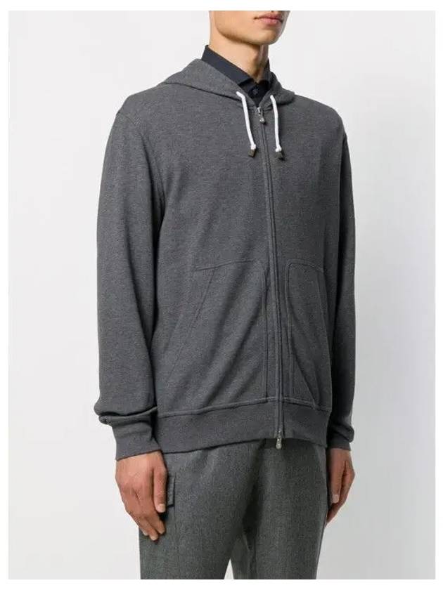 Tech Cotton Zip-Up Hoodie Dark Grey - BRUNELLO CUCINELLI - BALAAN 4