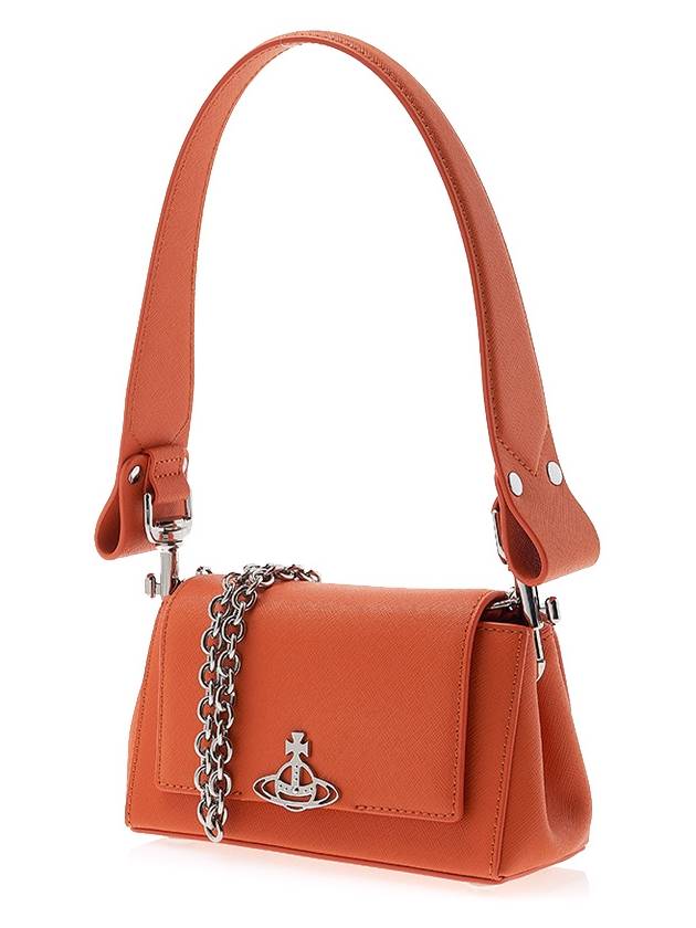 Hazel Logo Plaque Small Leather Shoulder Bag Orange - VIVIENNE WESTWOOD - BALAAN 3