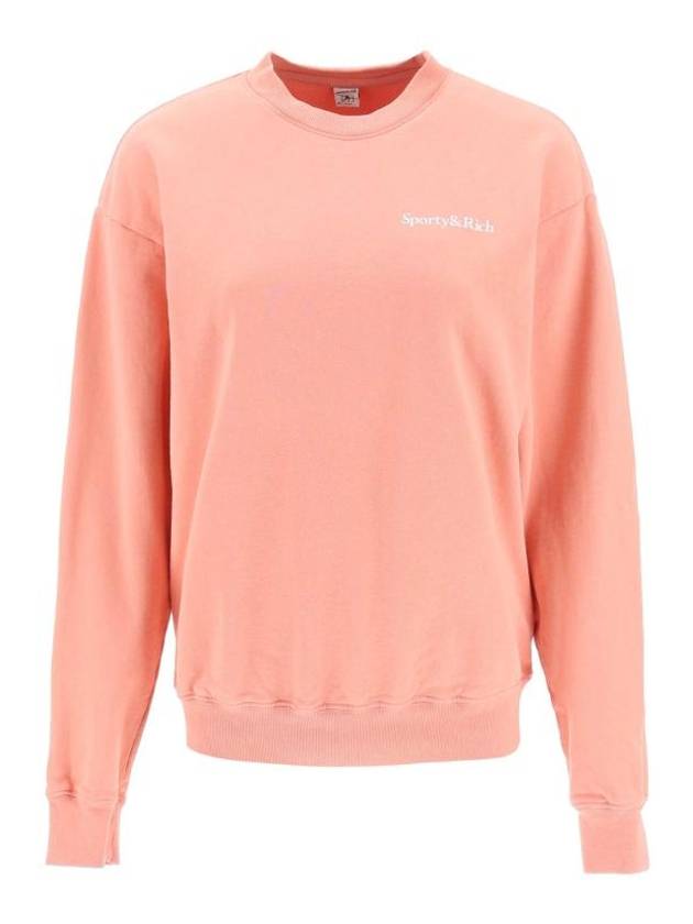 Logo Print Crew Neck Cotton Sweatshirt Pink - SPORTY & RICH - BALAAN 1