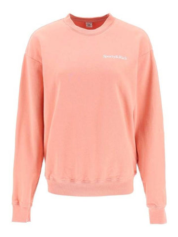 Logo Print Crew Neck Cotton Sweatshirt Pink - SPORTY & RICH - BALAAN 1