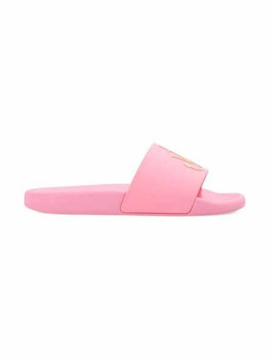 Women's Logo Slide Leather Slippers Pink - JW ANDERSON - BALAAN 1