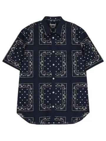 Jacquemus La Chemise Mellow Short Sleeve Shirt Print Navy Paisley - JACQUEMUS - BALAAN 1