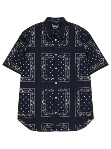 Jacquemus La Chemise Melo Short Sleeve Shirt Print Navy Paisley - JACQUEMUS - BALAAN 1