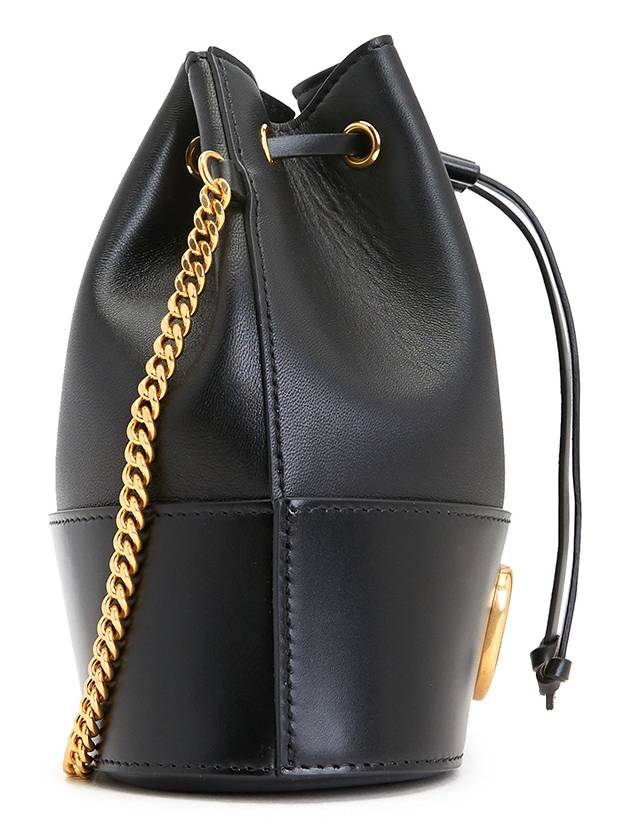 V logo signature chain nappa mini bucket bag black - VALENTINO - BALAAN 4