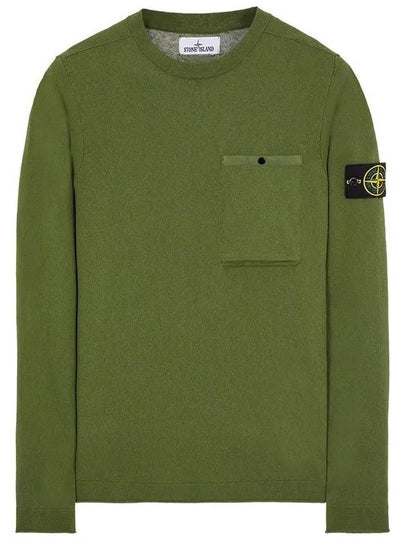 Wappen Patch Low Pocket Knit Top Olive - STONE ISLAND - BALAAN 2