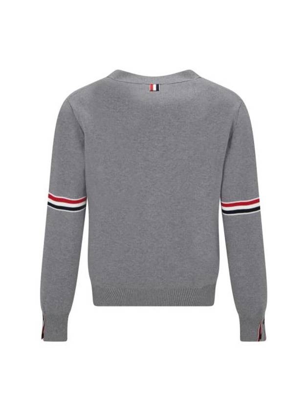 Milano Stitch Sprite Armband Cotton V-neck Cardigan Light Grey - THOM BROWNE - BALAAN 3