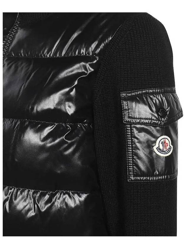 Merino Wool Padded Cardigan Black - MONCLER - BALAAN 5