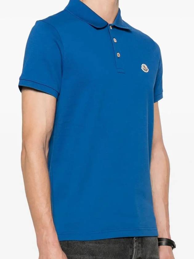 Logo Patch Polo Shirt Blue - MONCLER - BALAAN 4