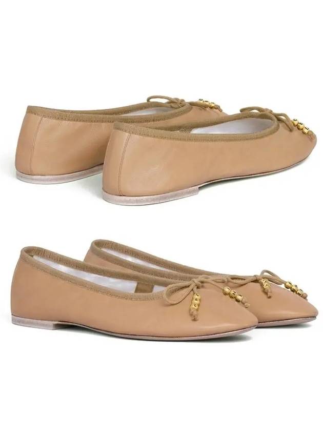 Women's Les Lambskin Ballerina Flats Cappuccino - CELINE - BALAAN 2