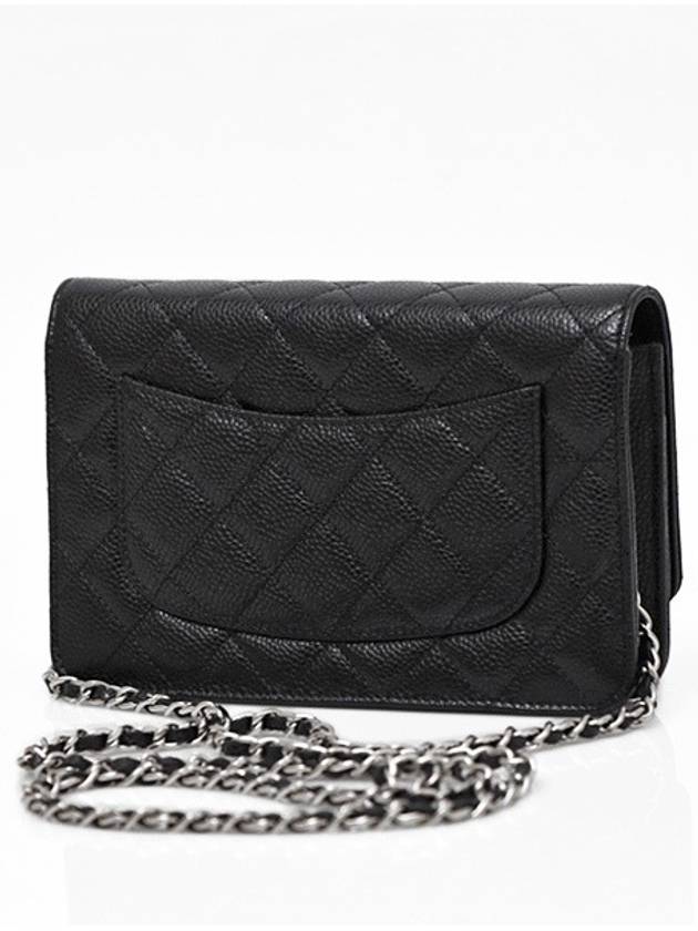 Classic Crossbag On Chain Grained Calfskin & Silver Black - CHANEL - BALAAN 4