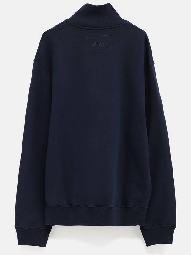 Graphic Print Cotton Zip Up Sweatshirt Dark Blue - LOEWE - BALAAN 3