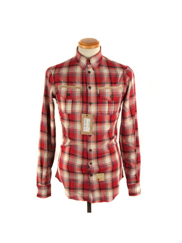 Check Cotton Long Sleeve Shirt Red - DSQUARED2 - BALAAN 2