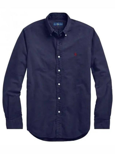 Men's Cotton Classic Fit Oxford Long Sleeve Shirt Navy - POLO RALPH LAUREN - BALAAN 2