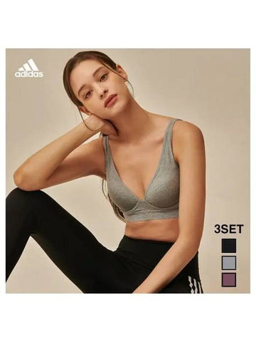 adidas UNDERWEAR No Wire Airbrick 3S Bra Panties B SET - ADIDAS - BALAAN 1