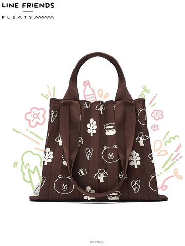 Line Friends Edition Two Way Shopper Bag Chocolate - PLEATSMAMA - BALAAN 1