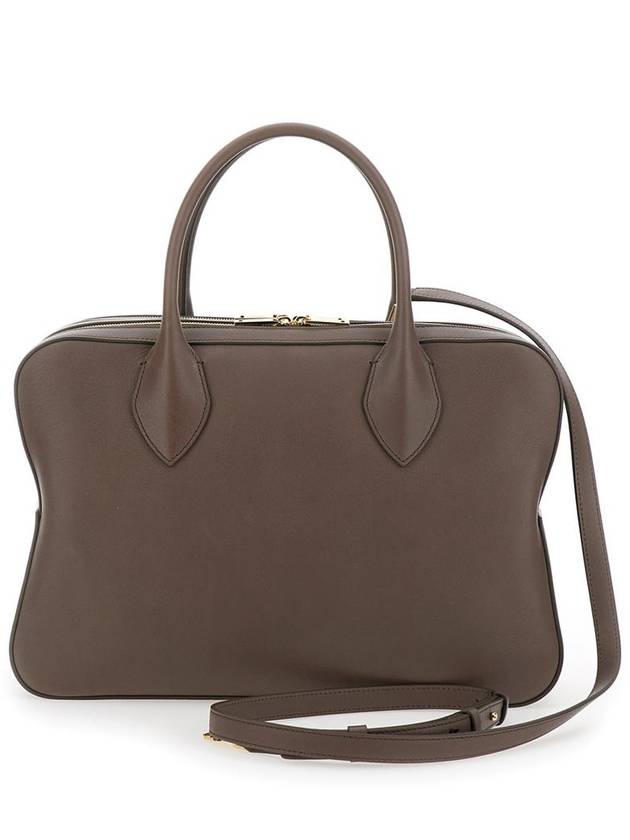 Brown Handbag With Three Zips And Logo Printed On The Front In Leather Woman - SALVATORE FERRAGAMO - BALAAN 2