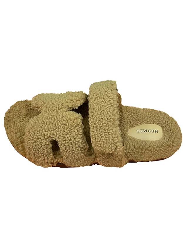 Chypre Woolskin Sandals Beige - HERMES - BALAAN 2