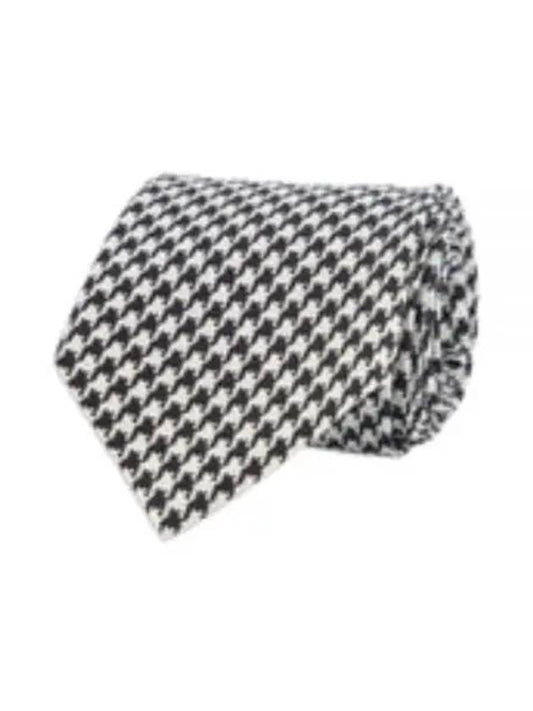 Men's Houndstooth Silk Tie White Black - TOM FORD - BALAAN 2