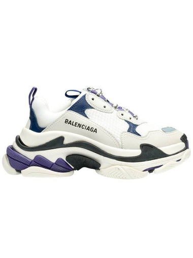 Triple S Trainer Low Top Sneakers White Purple - BALENCIAGA - BALAAN 1