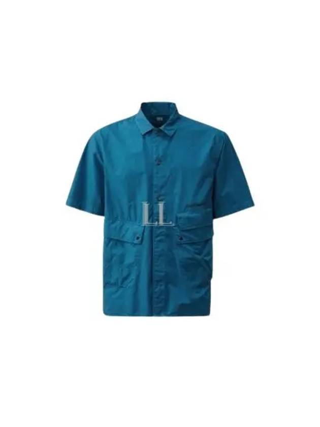 Cotton Popeline Pocket Short Sleeve Shirt Blue - CP COMPANY - BALAAN 2