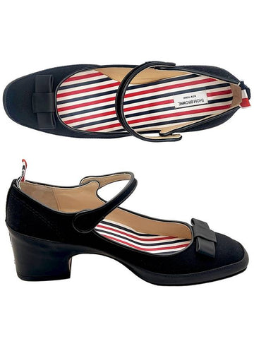 Black Cotton Canvas Tom John Tennis Block Heel FFH218A 05390 001 - THOM BROWNE - BALAAN 1