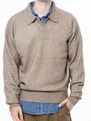 Men s M243TP08OT Dense Modal Open Collar Knit Oatmeal - CHANCE'S NOI - BALAAN 3