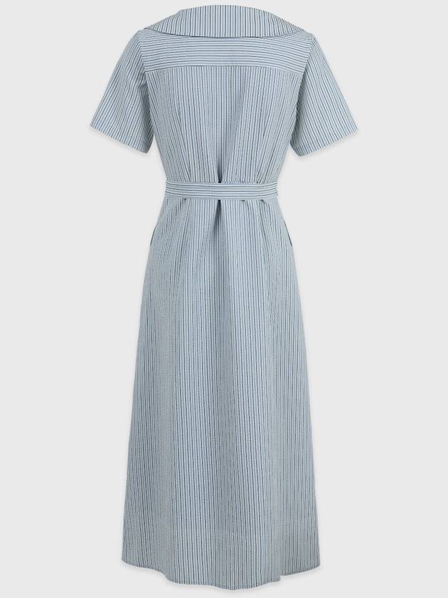 Bubbly striped open collar long dress blue - MICANE - BALAAN 6