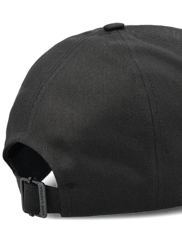 Embroidered Logo Gabardine Weave Cotton Ball Cap Black - SAINT LAURENT - BALAAN 5