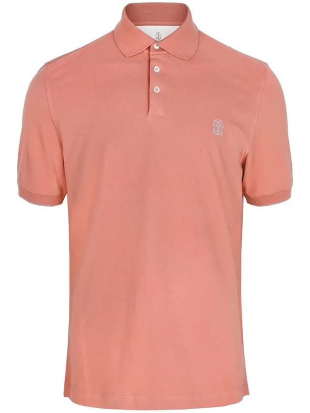 Logo Short Sleeve Polo Shirt Peach Pink - BRUNELLO CUCINELLI - BALAAN 2