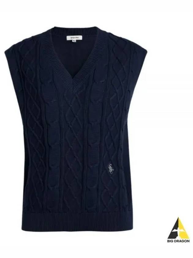 SRC CABLE KNIT VEST NAVY VE521 - SPORTY & RICH - BALAAN 1