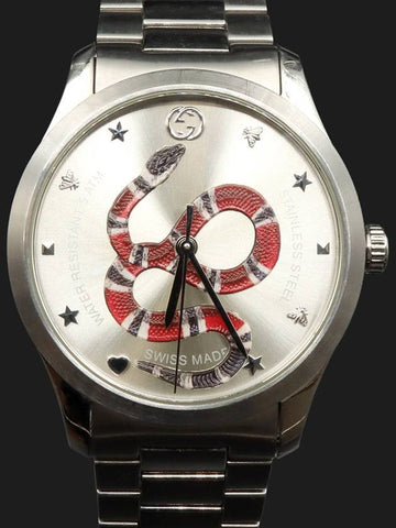 38MM Steel Silver Combi G Timeless Kingsnake Men s Watch YA1264076 - GUCCI - BALAAN 1