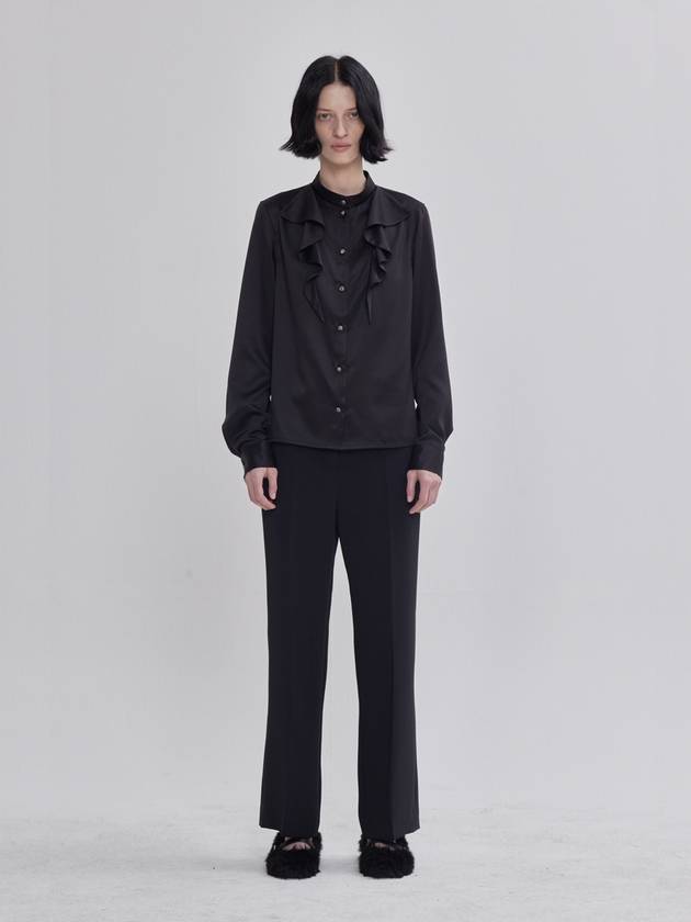 pleated detail satin blouse black - LIE - BALAAN 4