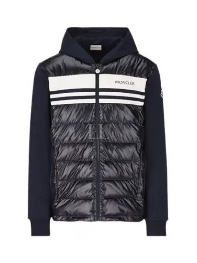 Logo Cotton Zip Up Hoodie Navy - MONCLER - BALAAN 2