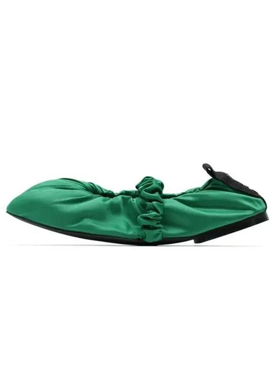 Scrunch Satin Ballerina Kelly Green - GANNI - 2