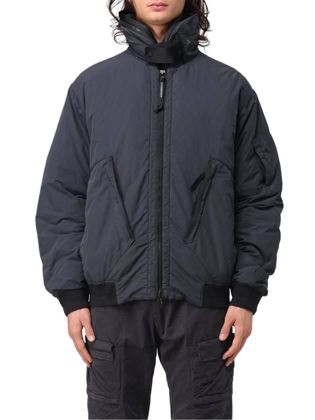 Flatt Nylon Hooded Short Down Padding Navy - CP COMPANY - BALAAN 1