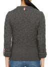 Merino Crisscross Cable Stitch Crewneck Knit Top Grey - THOM BROWNE - BALAAN 5