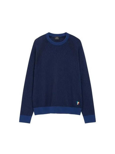 PS zebra embroidery ribbed sweater navy 270593 - PAUL SMITH - BALAAN 1