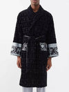 I Love Baroque Logo Jacquard Cotton Terry Bathrobe - VERSACE - BALAAN 1