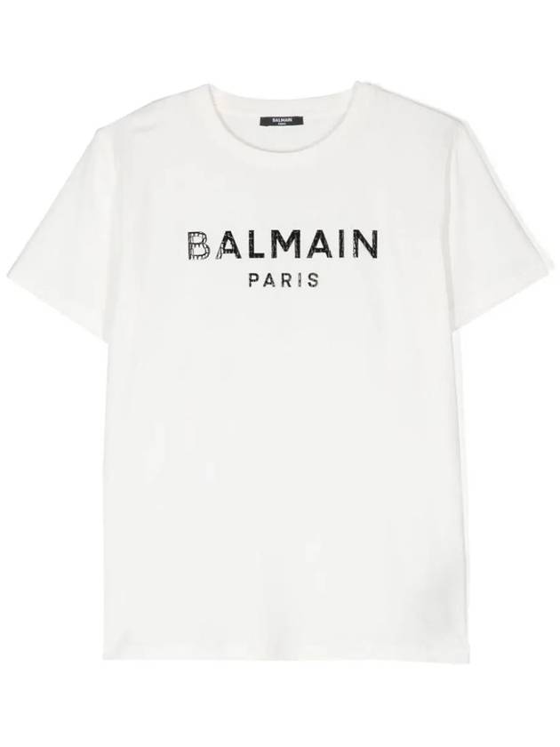 Kids Logo Short Sleeve T-Shirt Ivory - BALMAIN - BALAAN 3