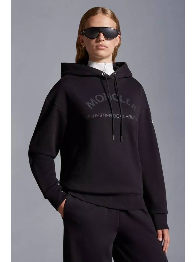 Glitter Logo Print Hoodie Black - MONCLER - BALAAN 3