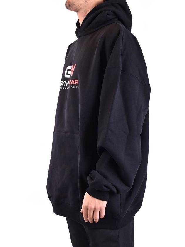 Gymwear Logo Print Cotton Hoodie Black - BALENCIAGA - BALAAN 4