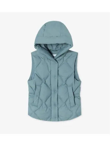 Women s Hooded Quilted Down Vest T rkiye Blue - LACOSTE - BALAAN 1