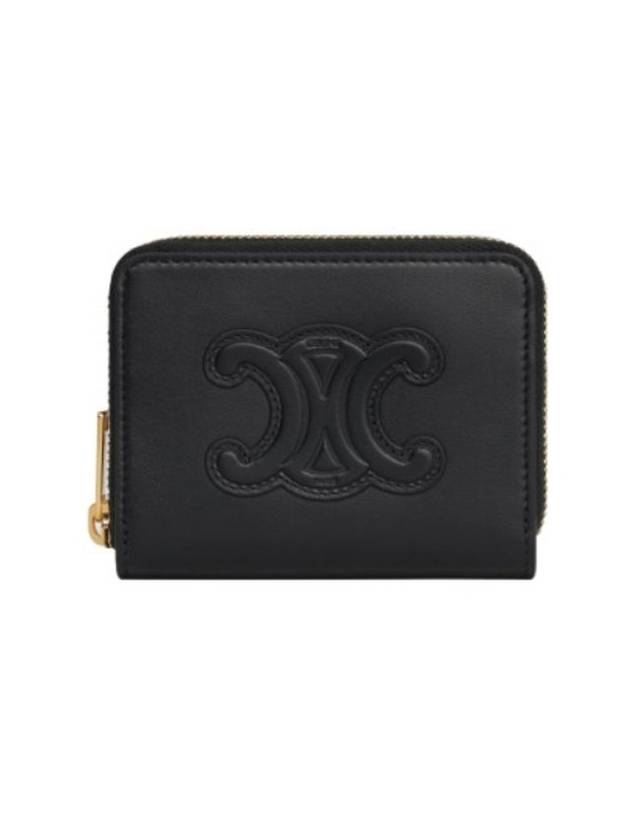 Cuir Triomphe Compact Smooth Calfskin Half Wallet Black - CELINE - BALAAN 1