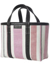 Barbes East West Raffia Striped Shopper Tote Bag Pink - BALENCIAGA - BALAAN 3