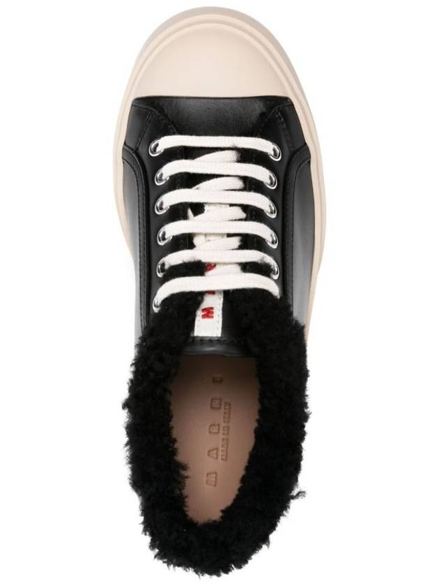 Women s Lace Pablo Shearling Leather Low Top Sneakers Black - MARNI - BALAAN 4