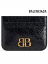 Embellished Logo Leather Card Wallet Black - BALENCIAGA - BALAAN 3