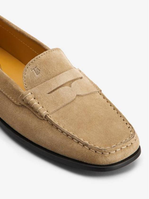 Women's City Gommino Suede Driving Shoes Beige - TOD'S - BALAAN 7