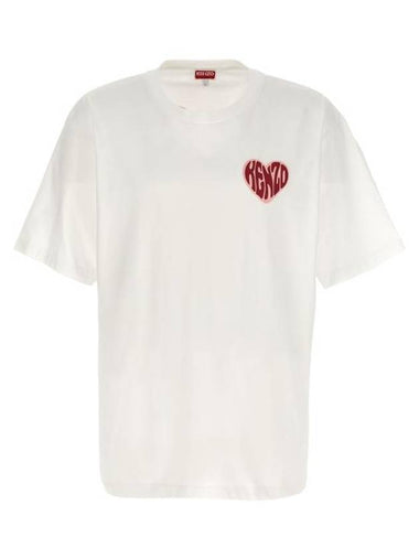 Heart Oversized Fit Short Sleeve T-Shirt White - KENZO - BALAAN 1