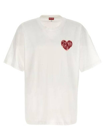 Heart Oversized Fit Short Sleeve T-Shirt White - KENZO - BALAAN 1